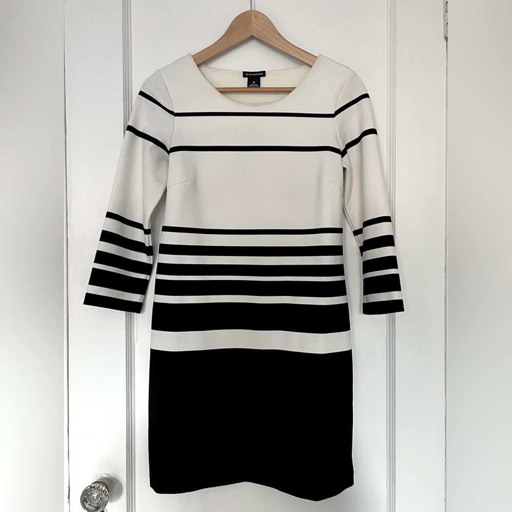Club Monaco Black & White Stripe Dress XS